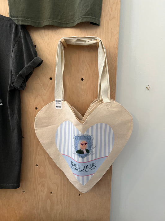 Book Lovers Social Club Heart Tote Bag